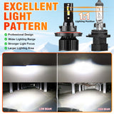H13 H11 H1 H7 H4 9005 9006 LED Headlight Bulbs, 6000LM 50W 6000K White, Dual Beam Hi/Lo, 360° Adjustable for Ford, Ram Trucks