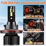 H13 H11 H1 H7 H4 9005 9006 LED Headlight Bulbs, 6000LM 50W 6000K White, Dual Beam Hi/Lo, 360° Adjustable for Ford, Ram Trucks