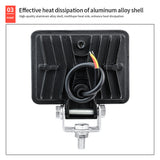 4 Inch Rectangle LED High Lumen Work Light, 2800LM 54W 9-30V IP67 Heavy Duty Fully Sealed, Durable Rectangle Driving Lamp for Excavator Tractor 4x4 Overland Vehicles