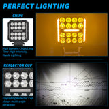 4.33 Inch Square LED Combo Beam Working Light, 9-30V 20W 3800LM , IP67 Harsh Environment Resistant, Anti-Scratch Square LED Light for Bulldozer Loader Off-Road Trip