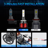 H1 H4 H7 880 881 H11 H8 H13 LED Headlight Bulb 12V-24V 60W 8000LM, IP68 Waterproof Aviation Aluminum Heat Dissipation Design