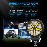 4.33 Inch Round LED Working Light DRL 20W 3800LM, IP67 Waterproof 9-30V, for Motorcycle ATV SUV, Small Size High Brightness, Reverse Backup Light