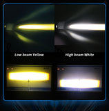 LED Motorcycle Spotlight 9-30V 8W 800LM, IP67 Waterproof Dustproof, Dual Color 6000K White + Amber Yellow Light, Adjustable Bracket for Off-Road Riding