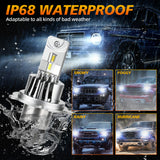 All-in-One H4 H1 H7 H11 9005 9006 LED Conversion Kit, 300% Brighter Than Halogen, 56W 7600LM 6000K Daylight White, Non-Polarity, Easy Installation for Off-Road Vehicles