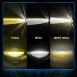 LED Motorcycle Spotlight IP67 Waterproof, 9-30V Universal, 20W 2000LM High/Low Beam, Dual Color White+Amber, Universal for Motorbike Scooter Off-Road Vehicles