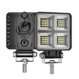 3.98 Inch Square LED Working Light, IP67 Rainproof Snowproof Offroad Lamp, 64W 3000LM 9-36V High Power LED Chip for Heavy Truck Off-Road Desert Mountain Driving