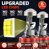 H4 H7 9005 9006 H11 LED Projector Headlight Bulb 6000K White 60W 8000LM High Low Beam with Clear Cut-Off Anti-Glare Design