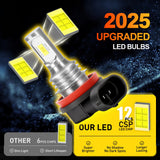 H11 H8 H9 LED Fog Light Bulbs Super Bright 6000K White IP68 Waterproof Plug and Play for Car Truck SUV