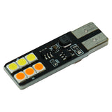 T10 LED Bulb Dual Color White + Amber Yellow 12 3030 SMD 194 168 W5W 12V-24V Non-Polarity for Car Side Marker Turn Signal License Plate Light