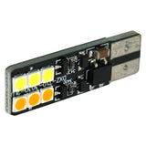 T10 LED Bulb Dual Color White + Amber Yellow 12 3030 SMD 194 168 W5W 12V-24V Non-Polarity for Car Side Marker Turn Signal License Plate Light