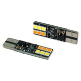 T10 LED Bulb Dual Color White + Amber Yellow 12 3030 SMD 194 168 W5W 12V-24V Non-Polarity for Car Side Marker Turn Signal License Plate Light