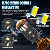 H4 Bi-LED Lens Headlight Bulb 6000K White 90W 14000LM Super Bright IP68 Waterproof for Sedan Hatchback Pickup