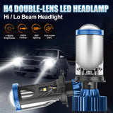 H4 LED Headlight with Built-in Projector Lens 90W 14000LM 6000K Xenon White Super Bright Direct Replacement Bulb