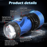 H4 Bi-LED Projector Lens Headlight Bulb 6000K 120W 16000LM White High Low Beam for Motorcycle & Automotive Use