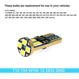 194 LED Bulb White 6000K-6500K 12V-24V Non-Polarity Super Bright 5th Gen T10 168 W5W 3030 12 LED Bulb CANBUS Error Free for Car Interior Dome Map Door Courtesy License Plate